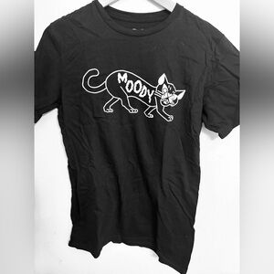 NWOT MATT DARLING Moody Cat Black T-Shirt